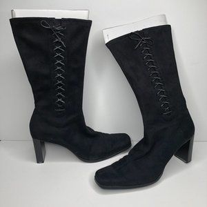 Laced Black High Heel Boots, Black size 10 Pesaro